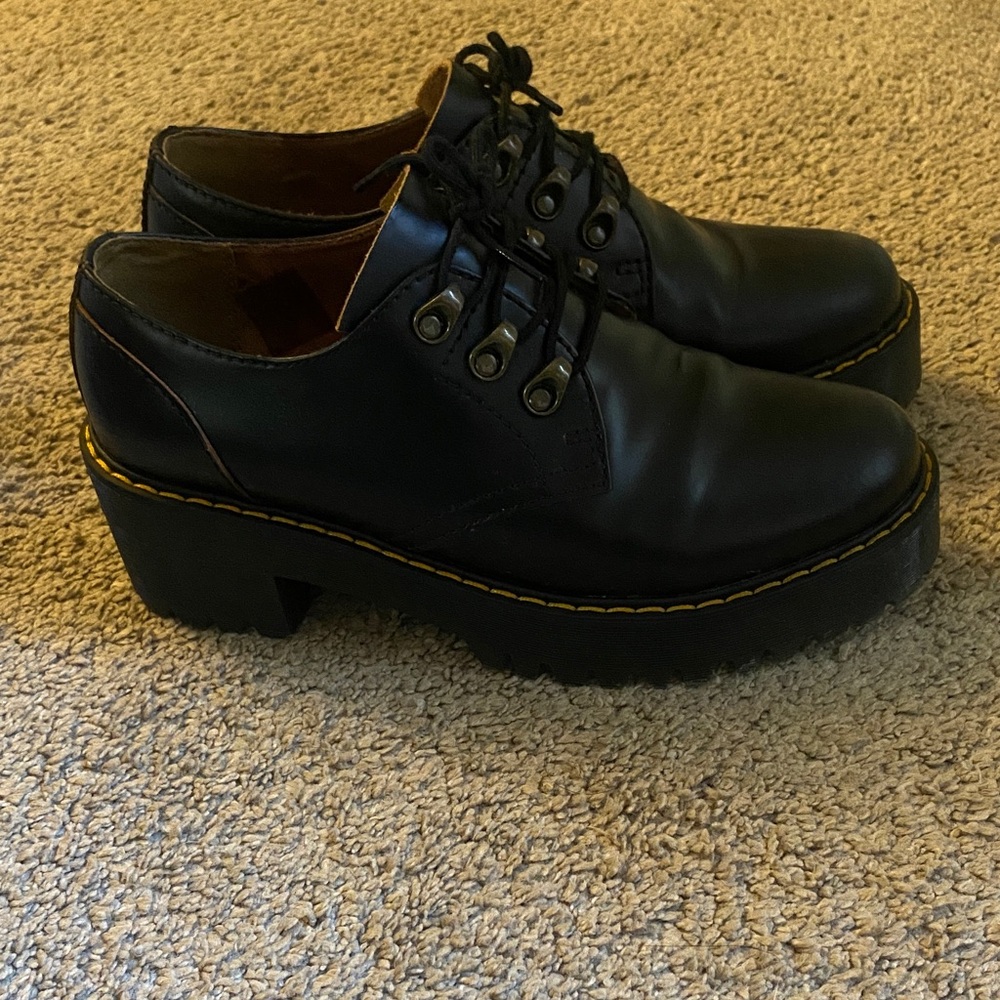 Black Chunky Platform Lace-Up Shoes